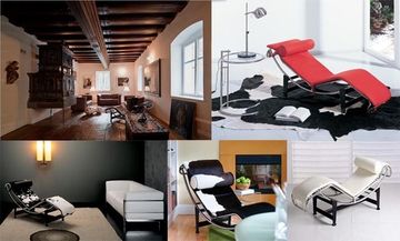 кресло  шезлонг LC4 Chaise (кожа) (by Steel Arts)