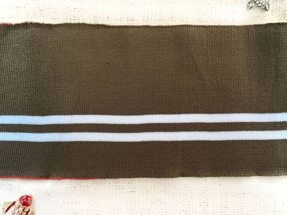 Подвязы трикотажные, ш. 14 см, L 123 см, тёмный хаки с белым