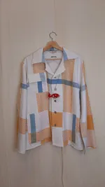 Рубашка Soeurs Льняная в Клетку с Длинными Рукавами/Linen Plaid Long Sleeve Shirt белая