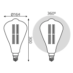 Лампа Gauss LED Filament ST164 6W Е27 890lm 2700К golden straight 157802118