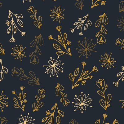 Золотые цветы на темно синем фоне