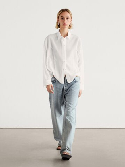 Massimo Dutti Рубашка с контрастными деталями, белый