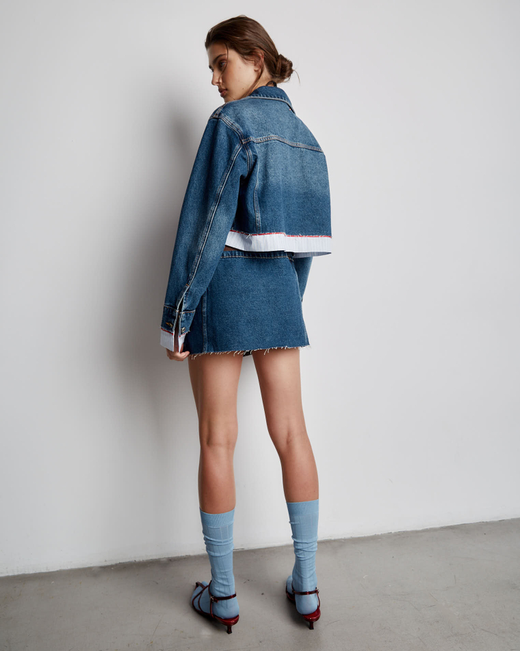 Джинсовая юбка мини синий