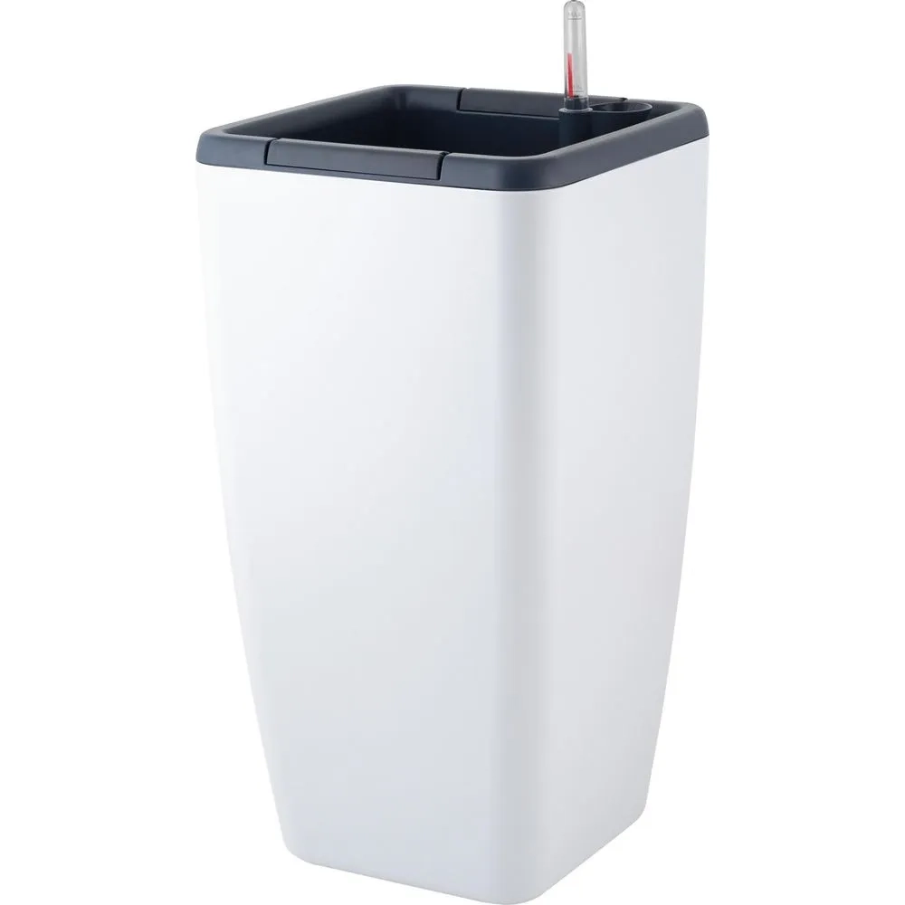 Горшок с автополивом InGreen Munchen 20л с внутренней вставкой 8л, квадратный, белоснежный