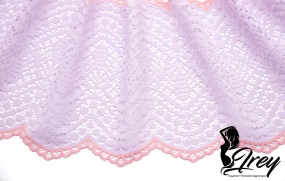 03-177  Кружево эластичное 18 см, лиловый/розовый