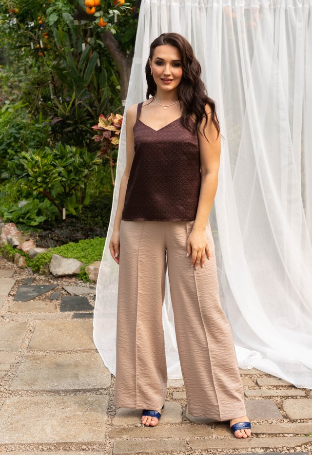 Топ коричневый из натурального шелка