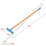 GRINDA PR-12T FIBER, 380 х 100 х 1530 мм, 12 витых зубцов, углеродистая сталь, фибергласовый черенок, PROLine (39654)