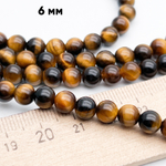 Тигровый глаз бусины, диаметр около 6,3-6,5 мм, цена за 30-31 шт (1/2 нити)