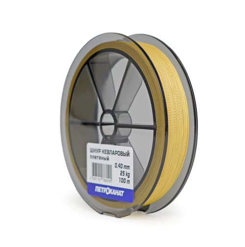 Шнур кевларовый Х8 0,40 мм., тест 25 кг, 100 м, жёлтый