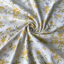 Рибана ажурная, молочно-белая/желтая