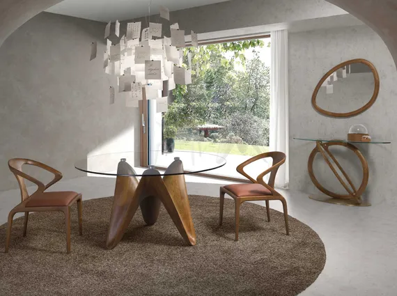 Консоль 3246/CON16171 из закаленного стекла и ореха