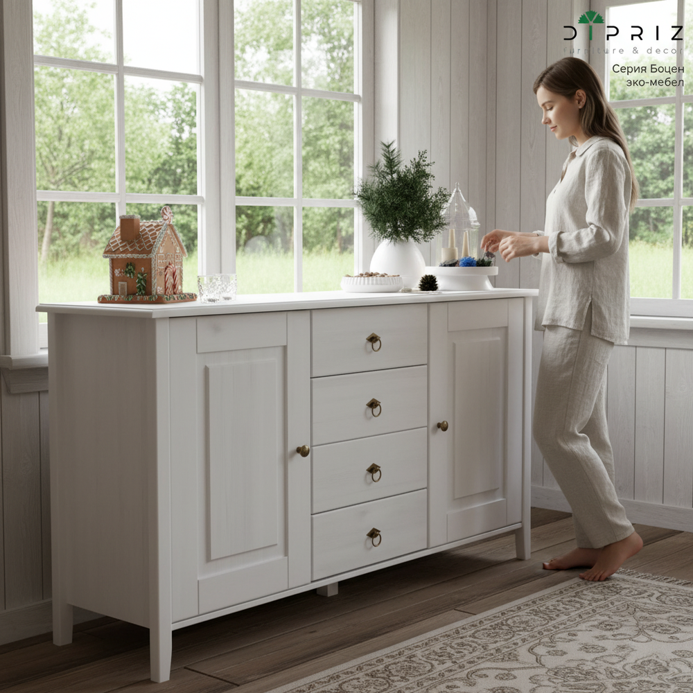 Тумба (комод) «Боцен» с 4 ящиками из массива сосны | Фабрика «Диприз»