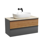 Тумба подвесная Sancos Delta, Дуб красный/графит 995х445х500, под столешницу без отверстия под смеситель, цвет Kreman