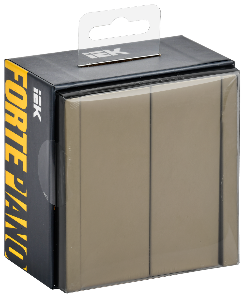 FORTE&PIANO Выключатель 2-клавишный проходной 10А FP607M металл шампань IEK