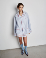 Рубашка из смесового хлопка с кантом голубой