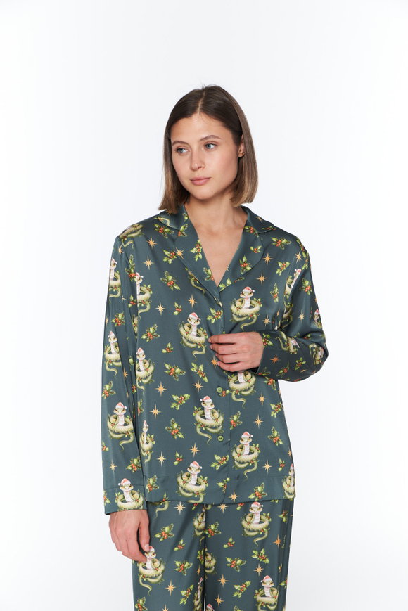 Шелковая блуза с змейками