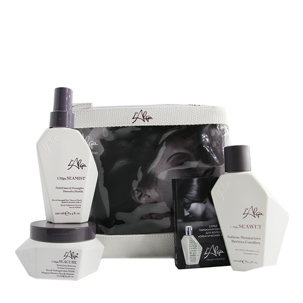 SEABREEZE BEAUTY BAG / Набор увлажнение и анти-стресс уход за волосами при укладке феном в косметичке