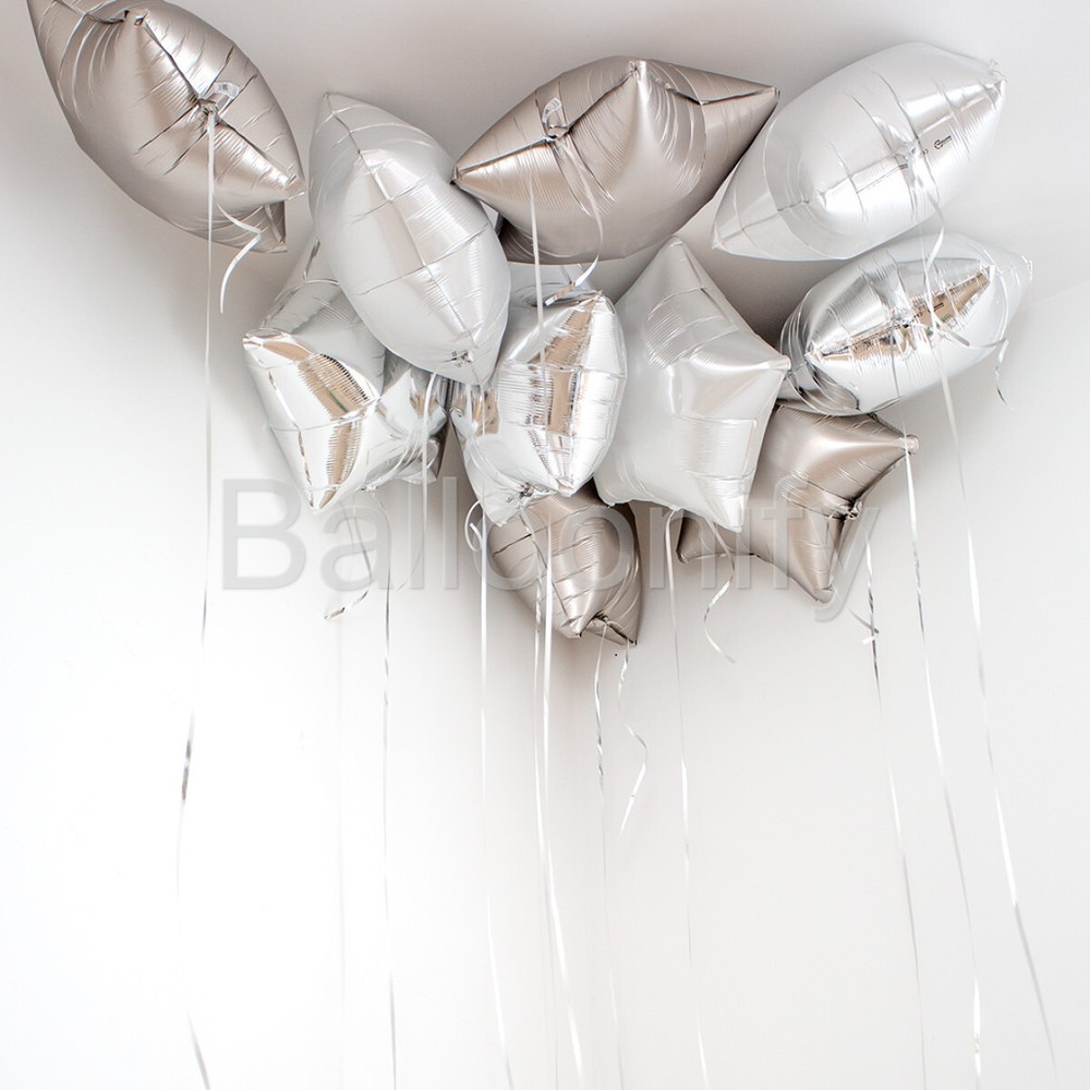 Шары россыпью "Звезды серебряный лёд"