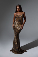 Сарафан Леопард с пайетками, леопардовый