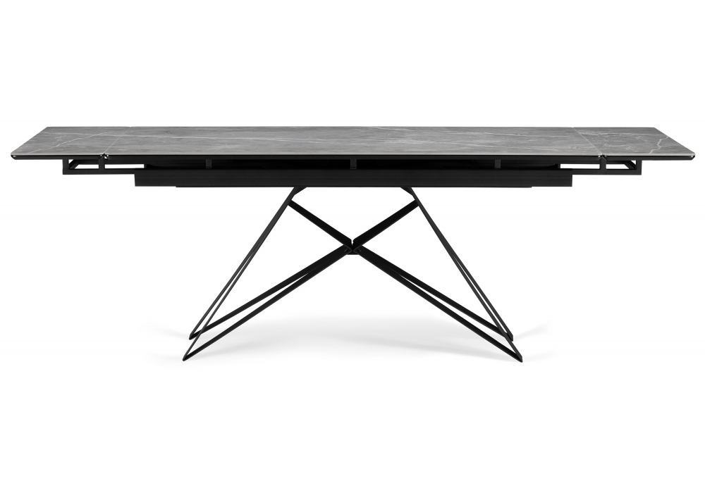 Керамический стол Woodville Блэкберн 160(220)х89 серый мрамор larka grey, черный