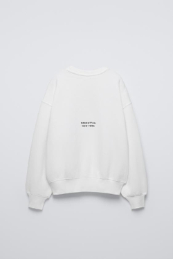 ZARA ХУДИ С РЕЛЬЕФНОЙ НАДПИСЬЮ, ЖЕЛТОВАТО-БЕЛЫЙ