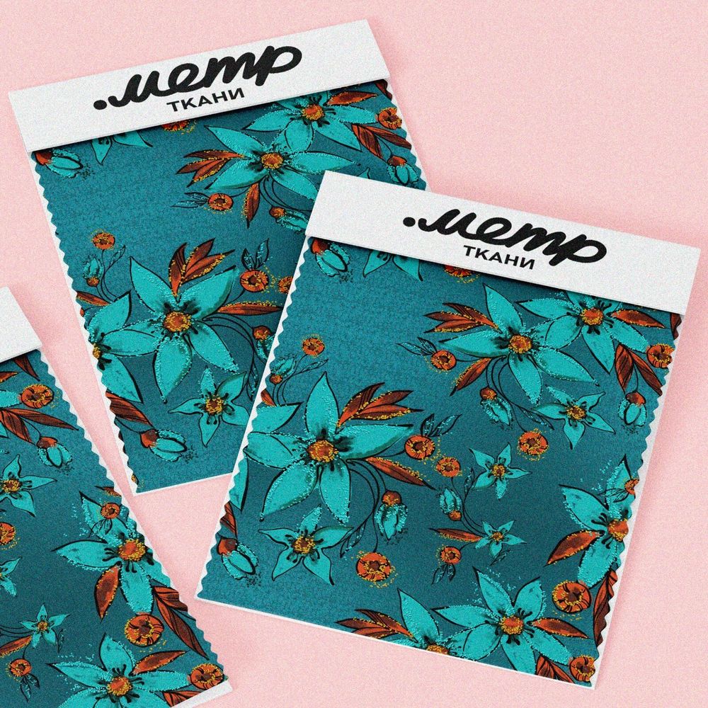 Ткань оксфорд 600 цветы пять лепестков на синем