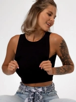 Черный кроп топ укороченный под пиджак