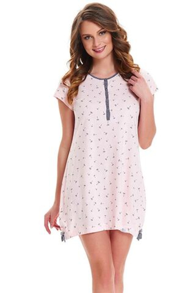 Нежно-розовая сорочка с цветочным принтом (Размер: XL) (Цвет: нежно-розовый)