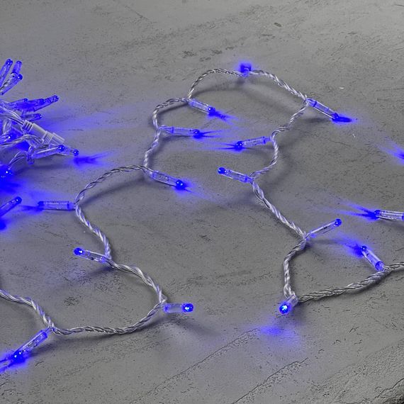 Светодиодная гирлянда с колпачком 100 синих LED ламп 10 м., 220-230 В., прозрачный провод ПВХ, IP65, LTC (PST100CAP-10-2B)