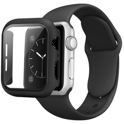 Черный силиконовый чехол для Apple Watch 44мм с ремешком черного цвета
