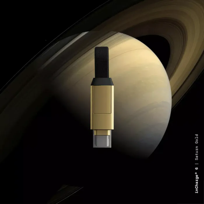 Зарядный кабель-брелок 6-в-1 Rolling Square inCharge 6, Saturn Gold (14 см)