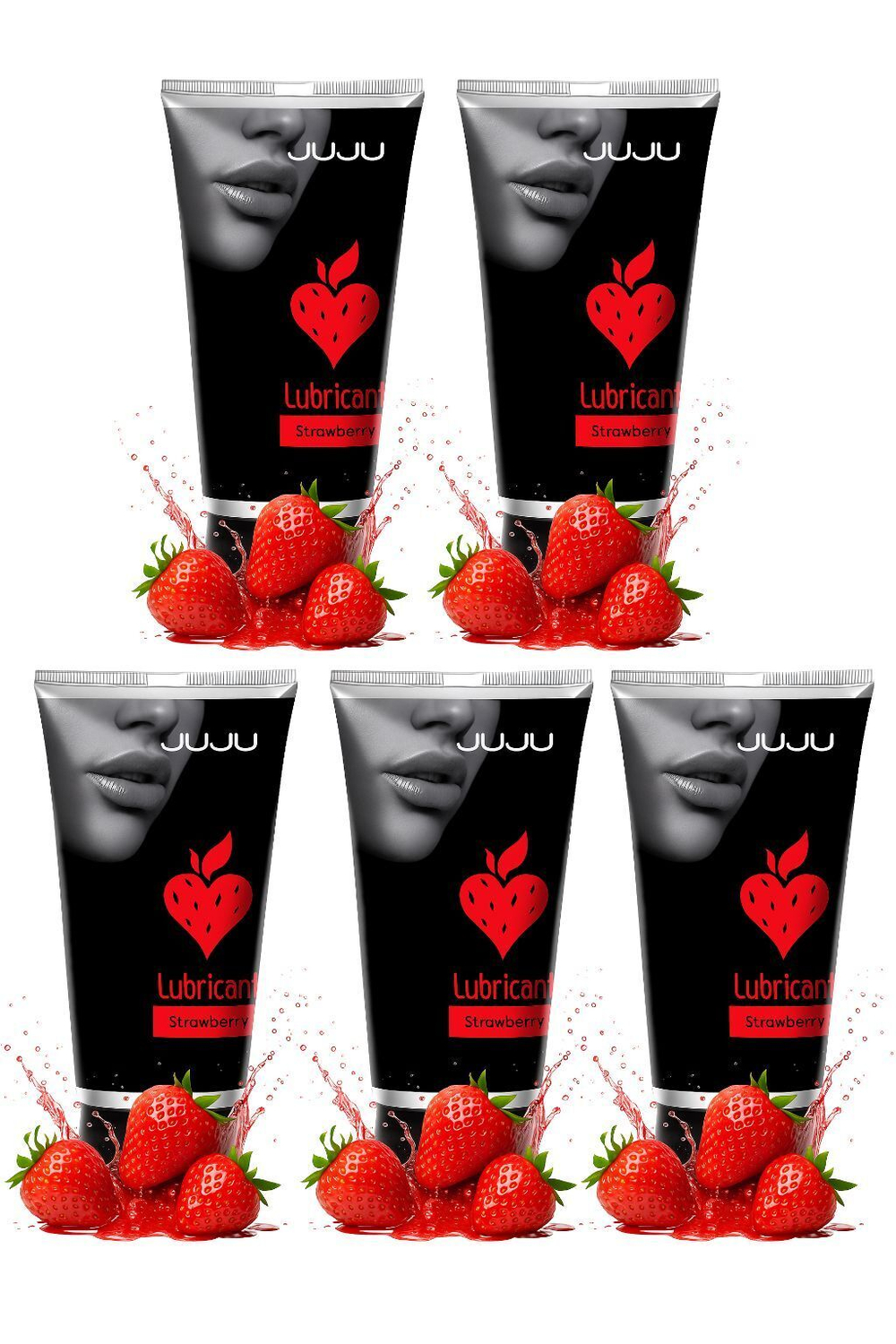 Набор из 5 съедобных лубрикантов JUJU со вкусом клубники