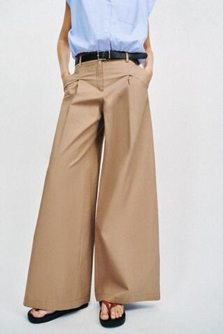 ZARA ШИРОКИЕ БРЮКИ С РЕМНЕМ, РЫЖЕВАТО-КОРИЧНЕВЫЙ