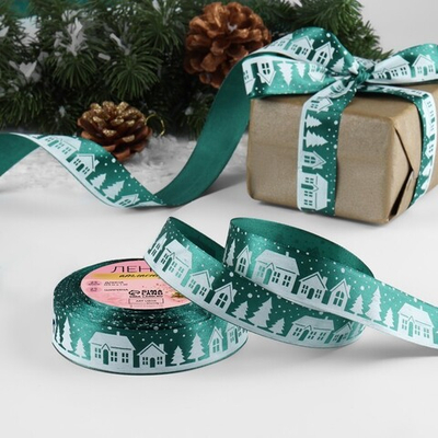 Атласная лента новогодняя 25 мм