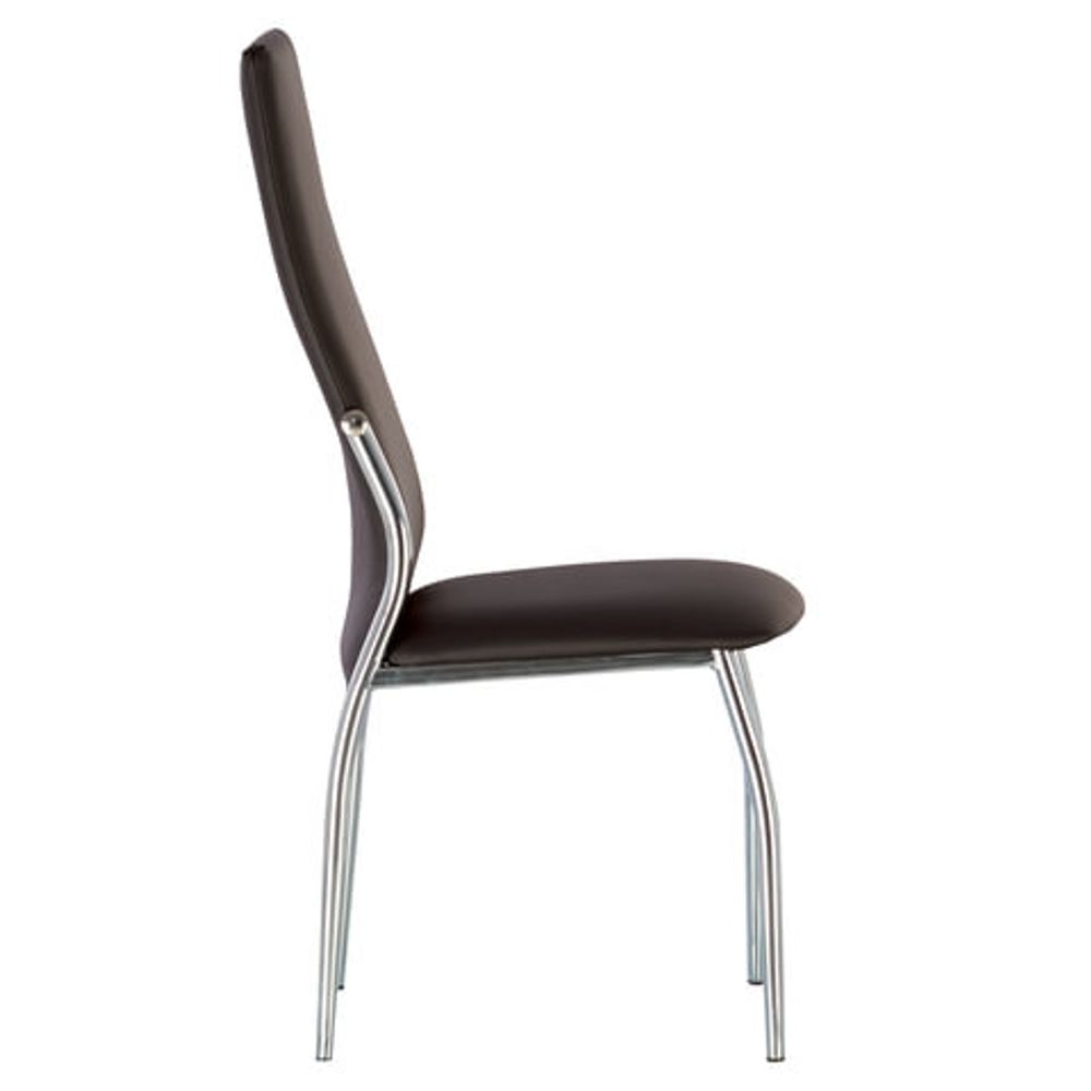 Стул для столовых, кафе, дома "Martin", хромированный каркас, кожзам темно-коричневый