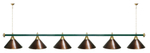 Лампа STARTBILLIARDS 6 пл. (плафоны зеленые,штанга зеленая,фурнитура золото)