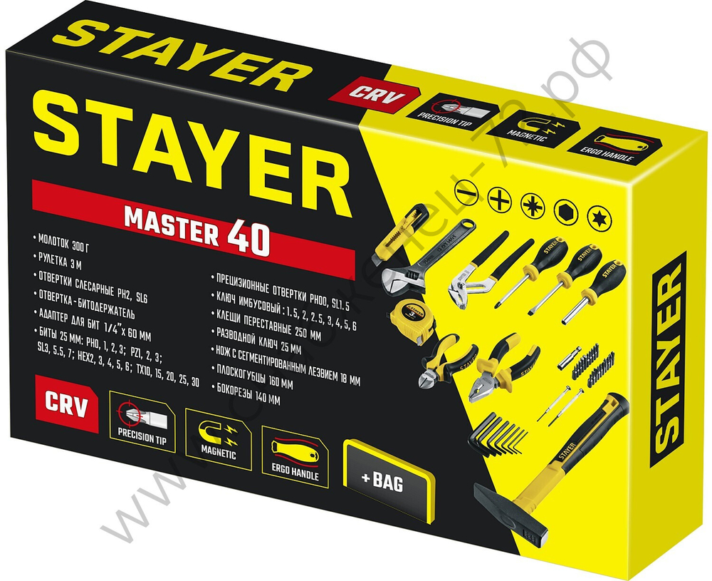 STAYER Master-40 40 предм., Универсальный набор инструмента для дома (22052-H40)