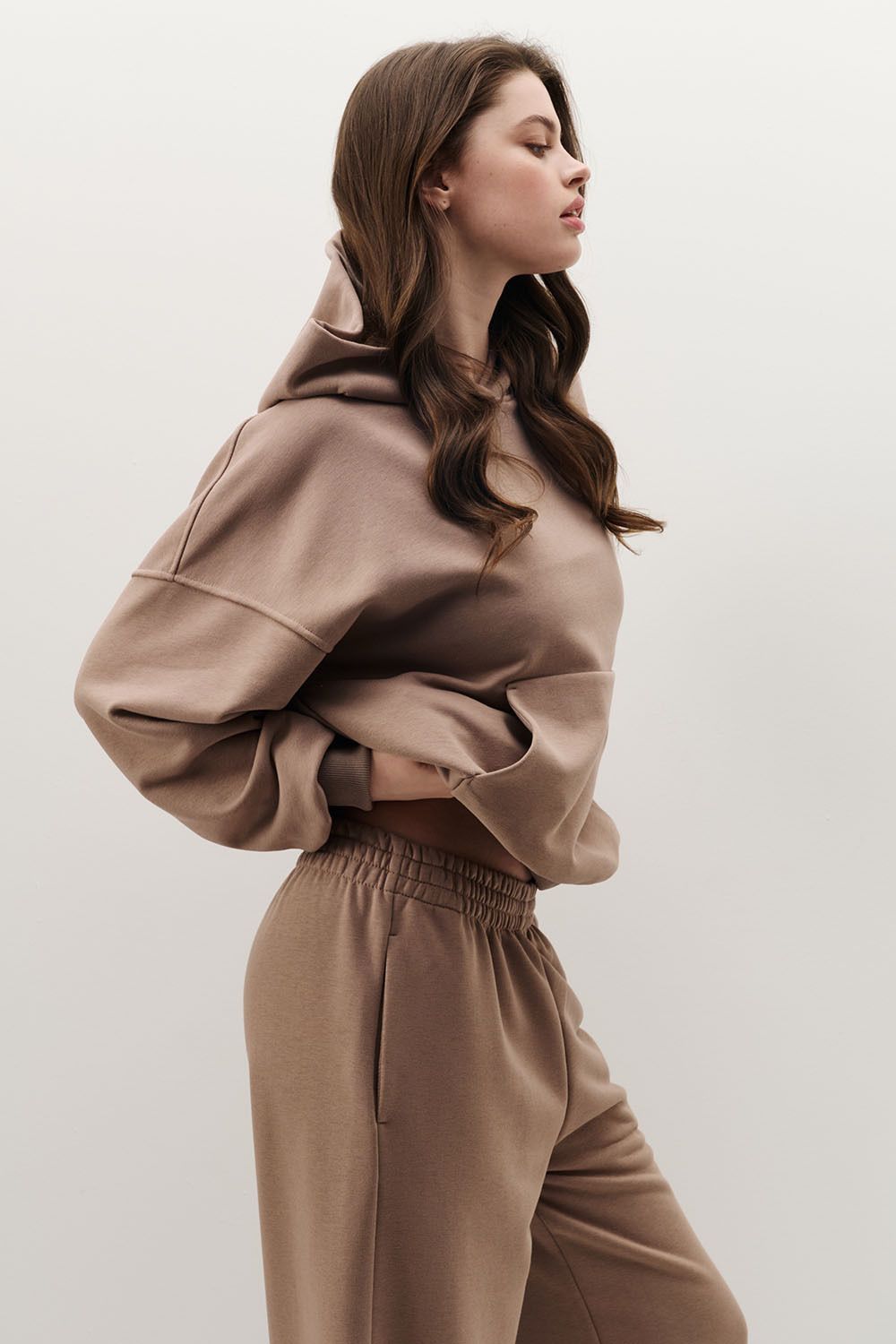 Худи свободного кроя цвета капучино