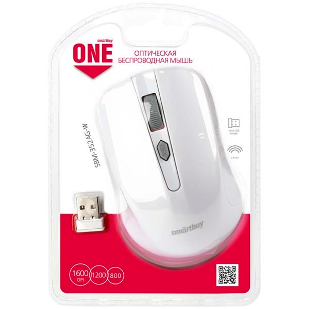 Мышь Smartbuy SBM 352AG-W USB беспроводная белый