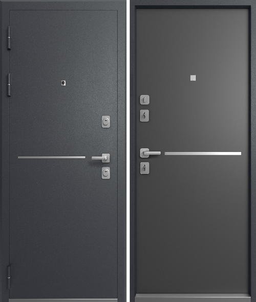 Входная дверь Мегатрон S-2 МОЛДИНГ Графит муар - Графит матовый