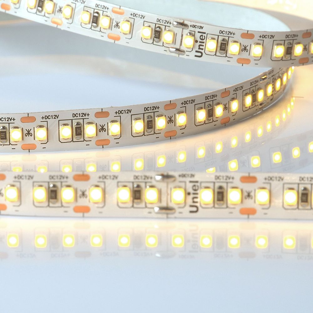 ULS-M14-2835-168LED-m-10mm-IP20-DC12V-14W-m-5M-3000K PROFI Гибкая светодиодная лента на самоклеящейся основе. Катушка 5м. в герметичной упаковке. Теплый белый свет3000К. ТМ Uniel.