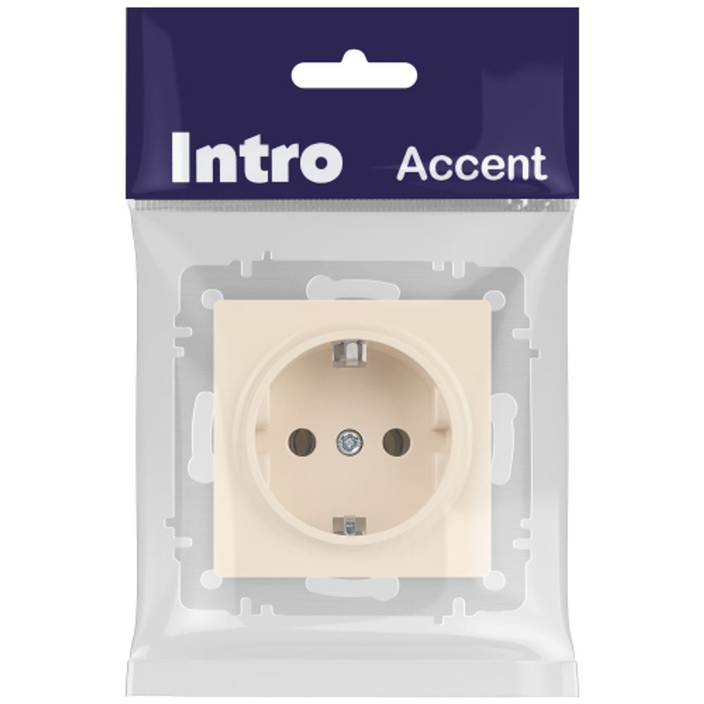 Розетка Intro Accent 6-202-02 2P+E Schuko 16А-250В IP20 СУ AL/CU слоновая кость