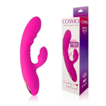 Розовый силиконовый вибромассажер с отростком и 20 режимами вибрации (Цвет: розовый)