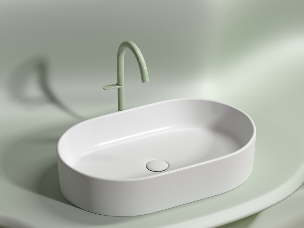 Умывальник чаша накладная овальная (цвет Белый Матовый) Element 608x385x122мм