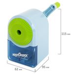 Точилка механическая ЮНЛАНДИЯ "Basic", для ч/гр и цветных карандашей, крепление к столу, корпус голубой с зеленым, 228627