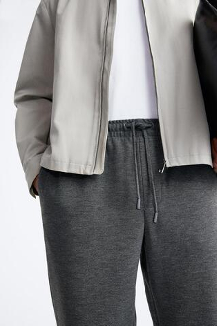 ZARA БРЮКИ EASY CARE С ПОЯСОМ НА ШНУРКЕ, АНТРАЦИТОВО-СЕРЫЙ