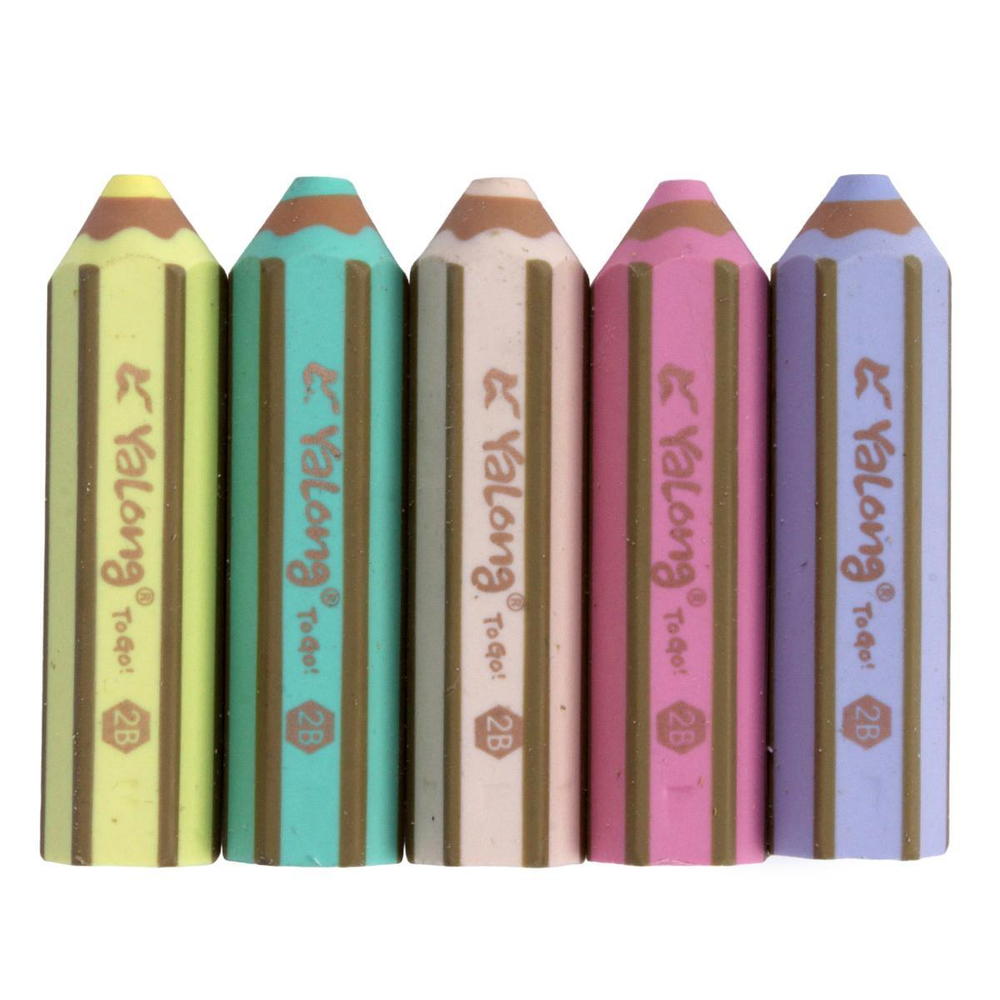 Ластик "Карандаш" 6,5*1,7см, пастель 7 цветов микс, шестигранный