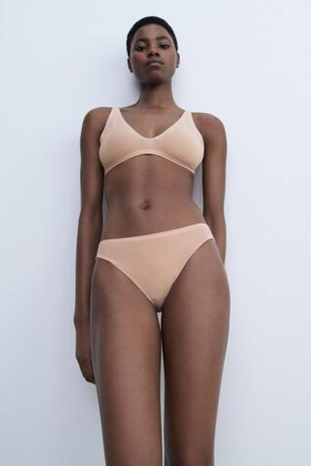 ZARA БЕСШОВНЫЕ КЛАССИЧЕСКИЕ ТРУСЫ, БЕЖЕВЫЙ