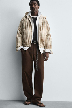 ZARA ДВУСТОРОННЯЯ КУРТКА В КЛЕТКУ, ЦВЕТ ЛЬДА