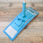 Швабра с телескопическим черенком 120см с насадкой из микрофибры, цвет синий, Happy Panda